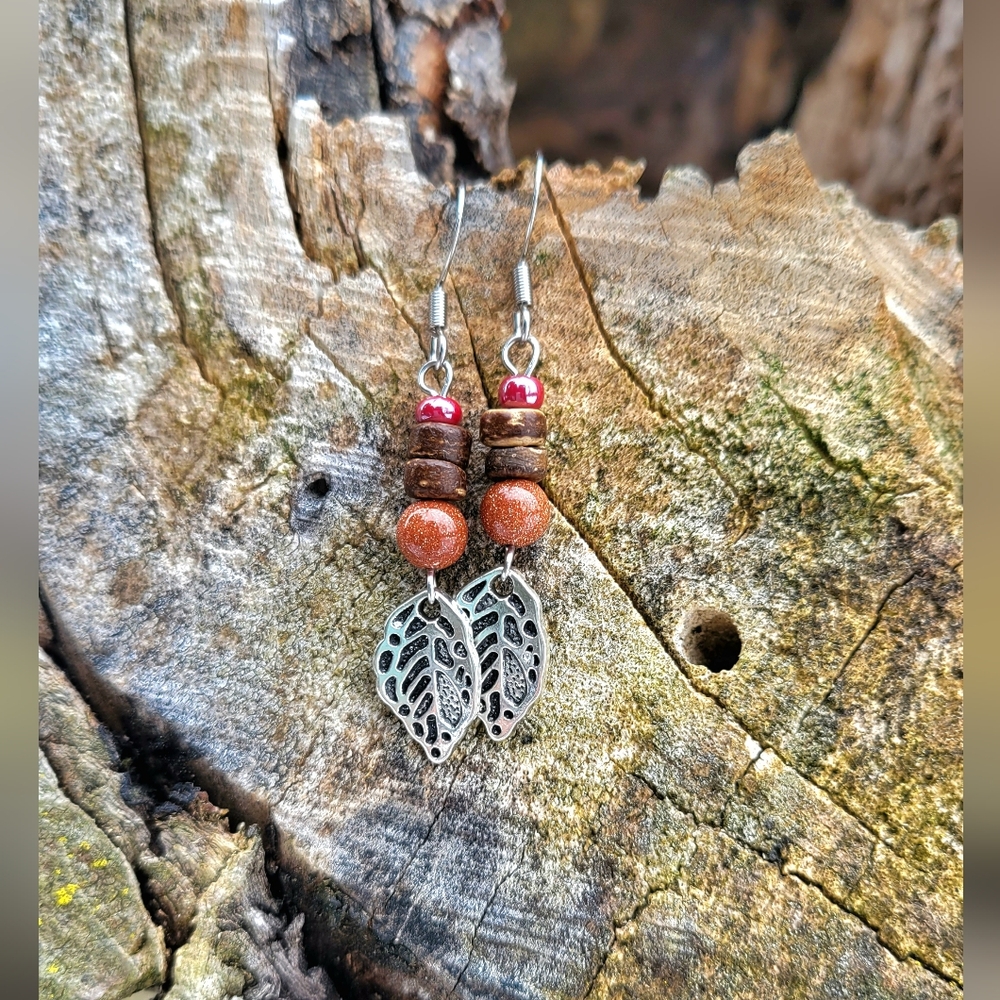 Handmade Earthy Boho Leaf Earrings